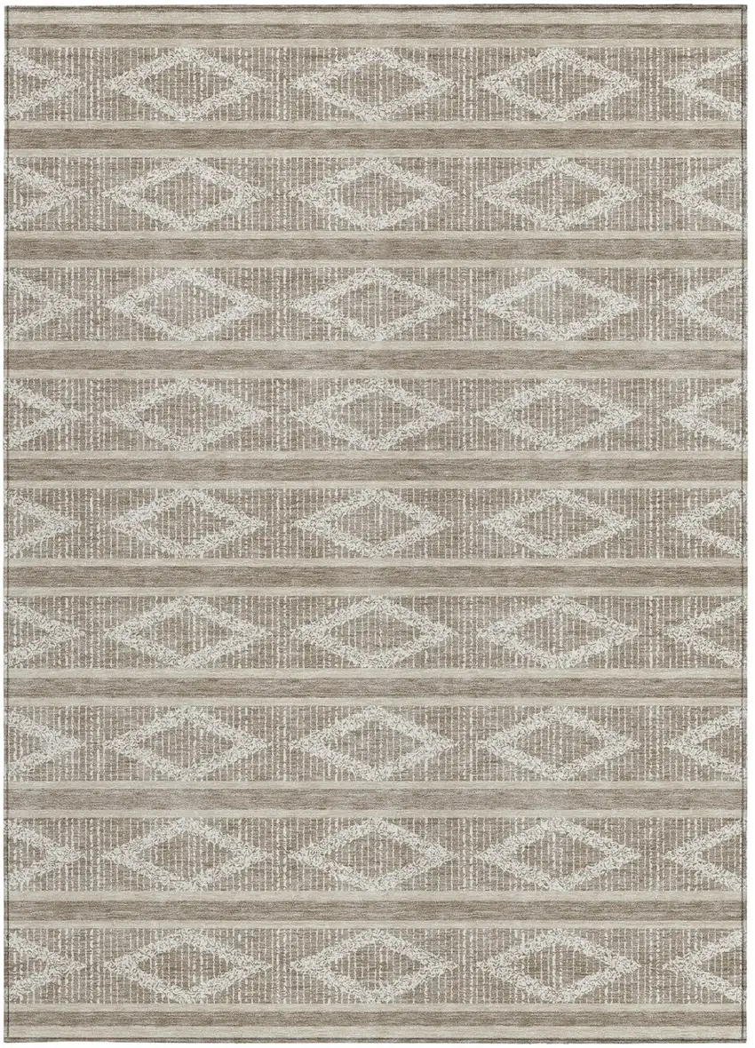 Taupe And Ivory Geometric Washable Indoor Outdoor Area Rug Photo 7