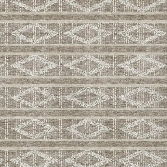 Taupe And Ivory Geometric Washable Indoor Outdoor Area Rug Photo 6