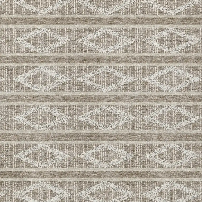 Taupe And Ivory Geometric Washable Indoor Outdoor Area Rug Photo 6