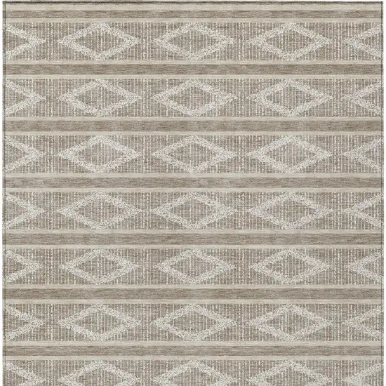 Taupe And Ivory Geometric Washable Indoor Outdoor Area Rug Photo 7