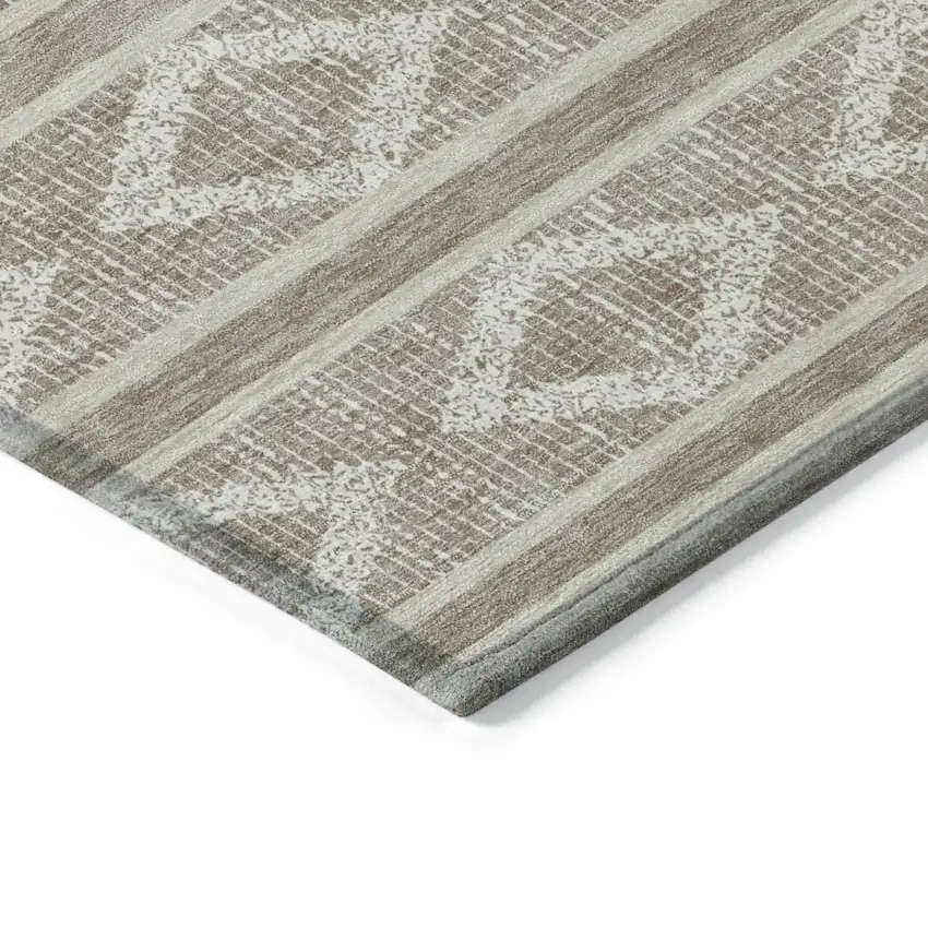 Taupe And Ivory Geometric Washable Indoor Outdoor Area Rug Photo 5