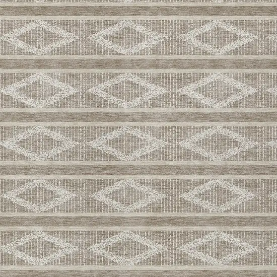 Taupe And Ivory Geometric Washable Indoor Outdoor Area Rug Photo 6