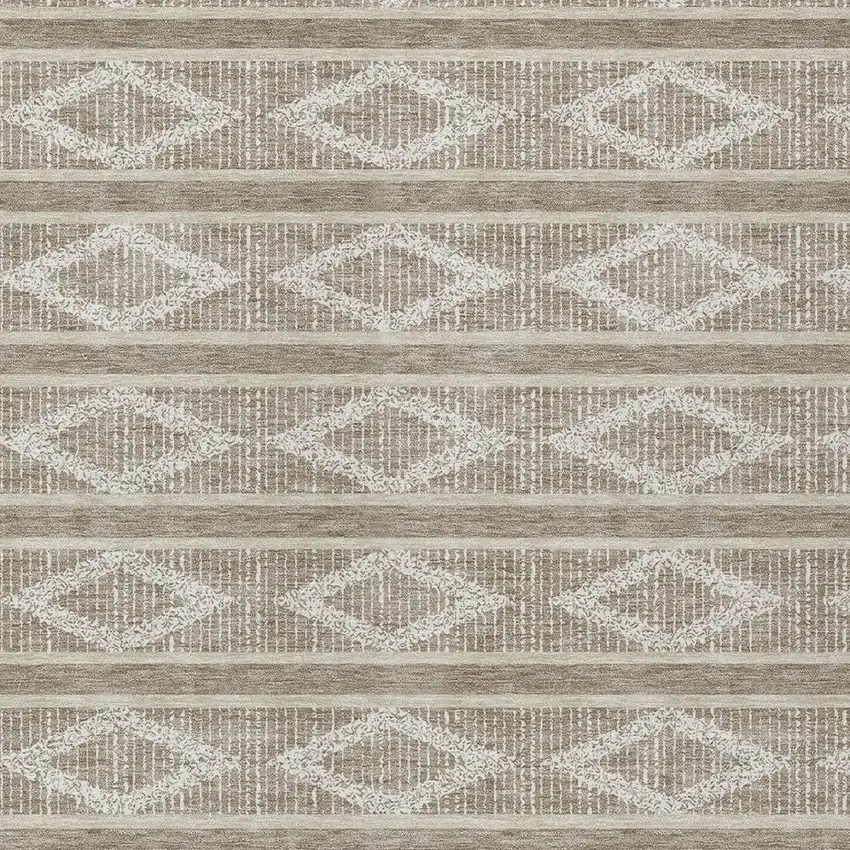 Taupe And Ivory Geometric Washable Indoor Outdoor Area Rug Photo 6