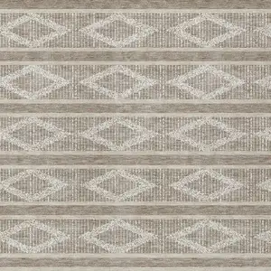 Photo of Taupe And Ivory Geometric Washable Indoor Outdoor Area Rug