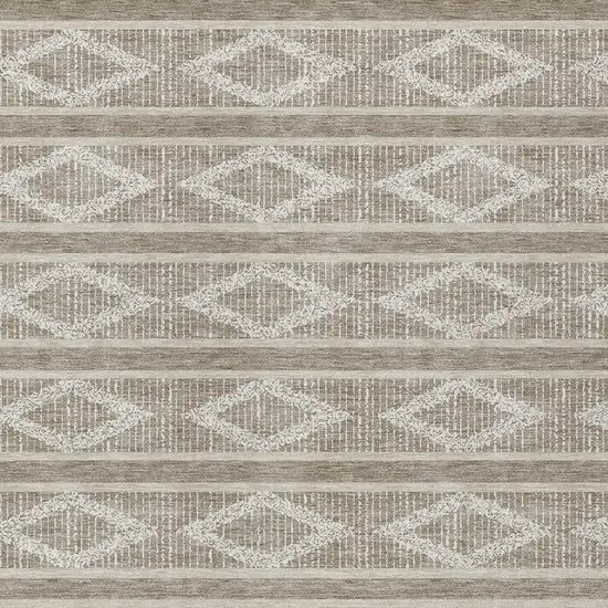 Taupe And Ivory Geometric Washable Indoor Outdoor Area Rug Photo 6
