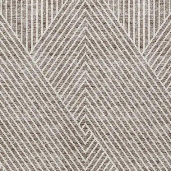 Taupe And Ivory Geometric Washable Indoor Outdoor Area Rug Photo 6