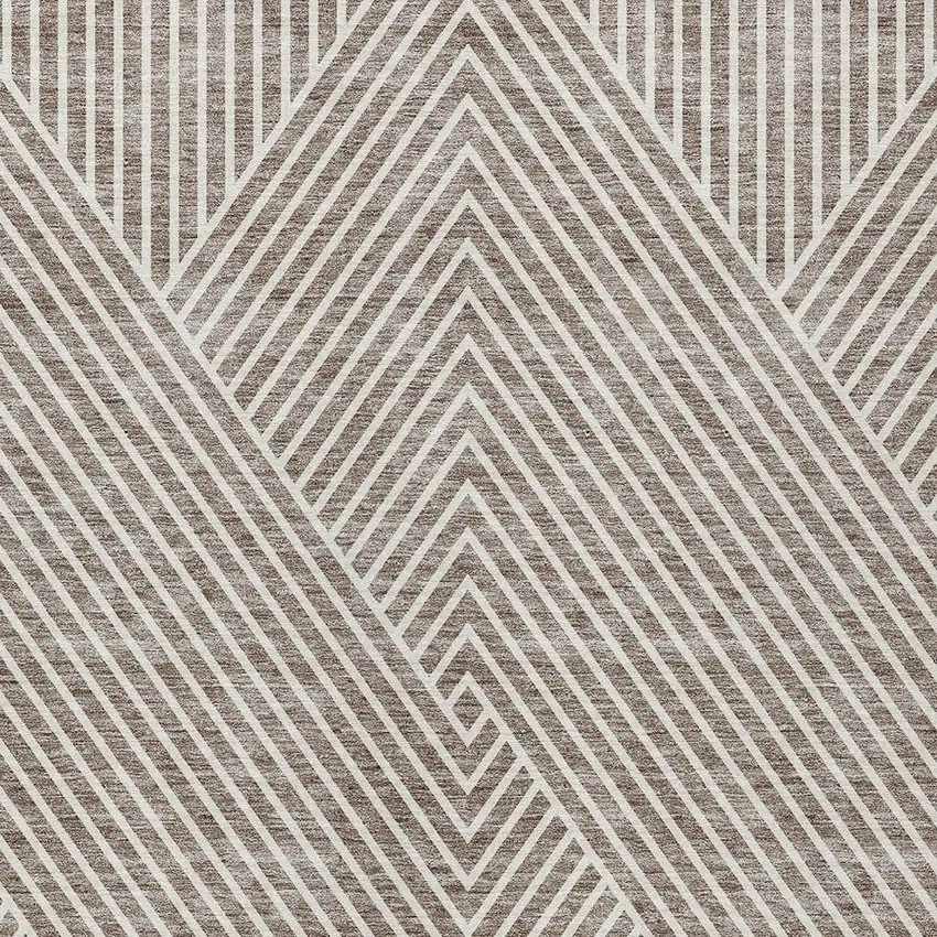 Taupe And Ivory Geometric Washable Indoor Outdoor Area Rug Photo 6