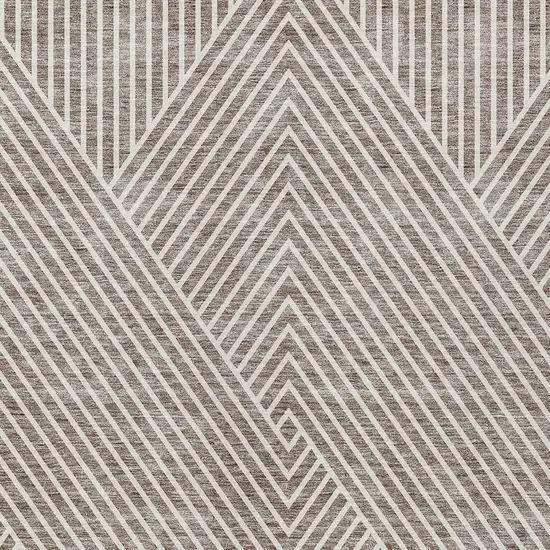 Taupe And Ivory Geometric Washable Indoor Outdoor Area Rug Photo 6