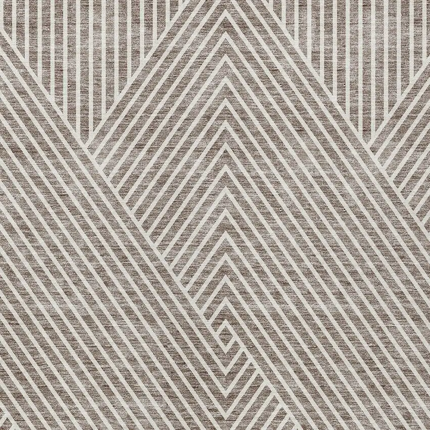 Taupe And Ivory Geometric Washable Indoor Outdoor Area Rug Photo 6