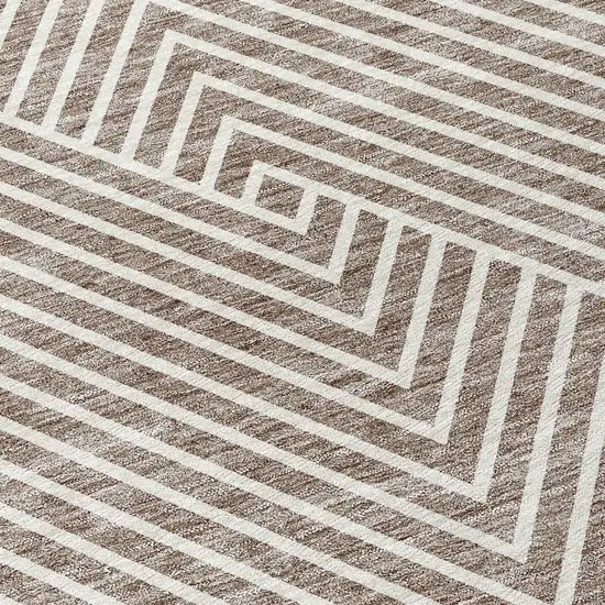 Taupe And Ivory Geometric Washable Indoor Outdoor Area Rug Photo 5