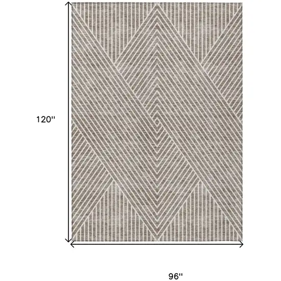 Taupe And Ivory Geometric Washable Indoor Outdoor Area Rug Photo 3