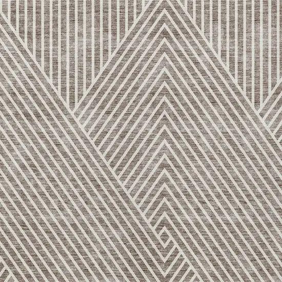 Taupe And Ivory Geometric Washable Indoor Outdoor Area Rug Photo 6
