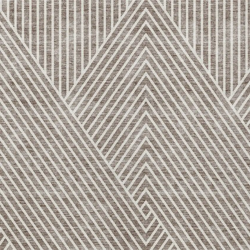 Taupe And Ivory Geometric Washable Indoor Outdoor Area Rug Photo 6