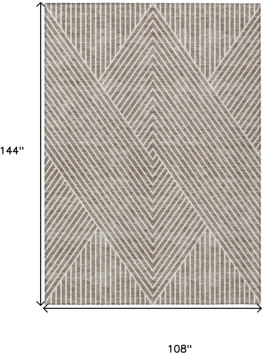 Taupe And Ivory Geometric Washable Indoor Outdoor Area Rug Photo 3