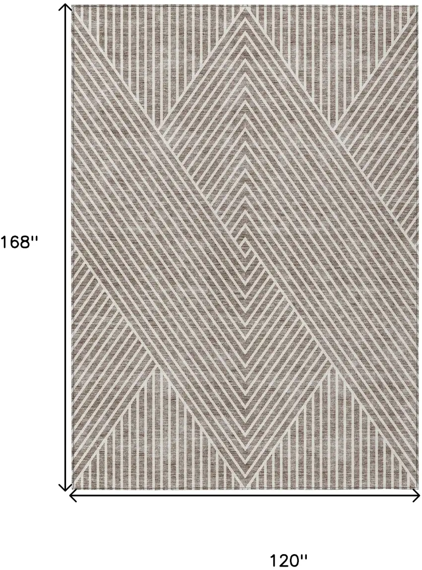 Taupe And Ivory Geometric Washable Indoor Outdoor Area Rug Photo 3