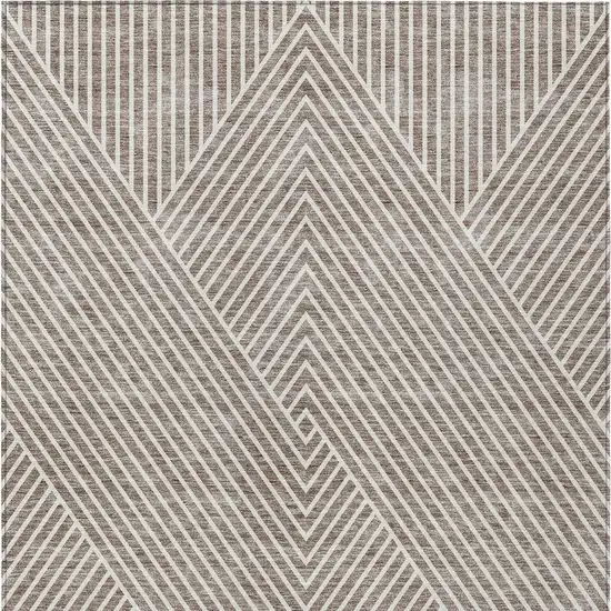 Taupe And Ivory Geometric Washable Indoor Outdoor Area Rug Photo 7