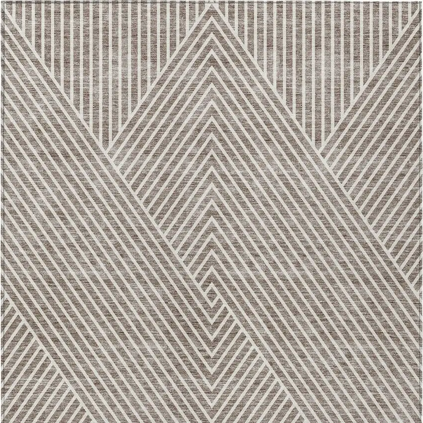 Taupe And Ivory Geometric Washable Indoor Outdoor Area Rug Photo 7