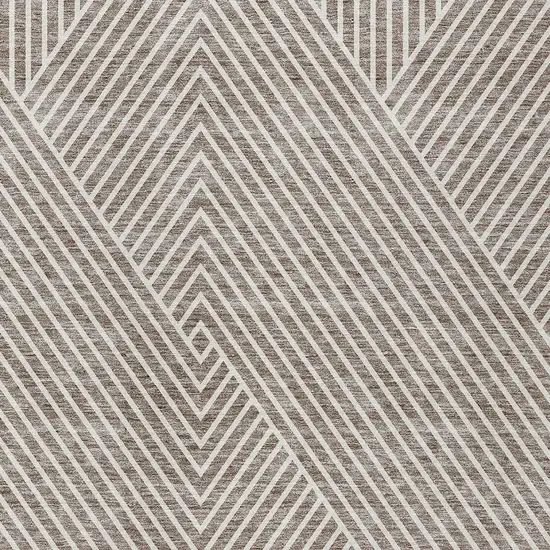 Taupe And Ivory Geometric Washable Indoor Outdoor Area Rug Photo 6