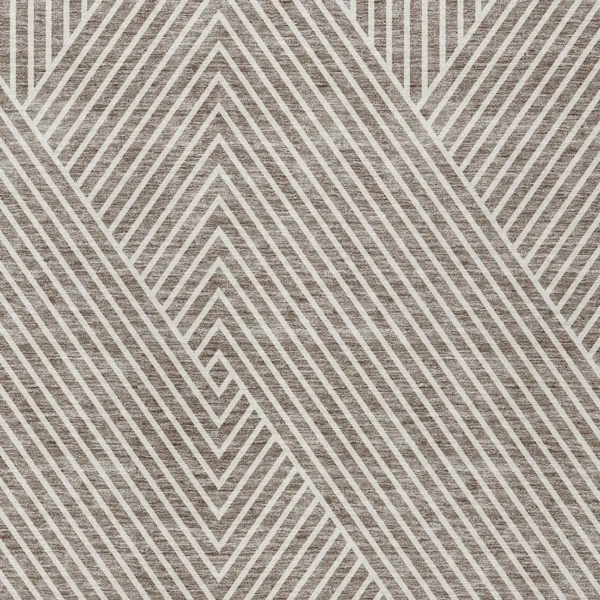 Taupe And Ivory Geometric Washable Indoor Outdoor Area Rug Photo 6