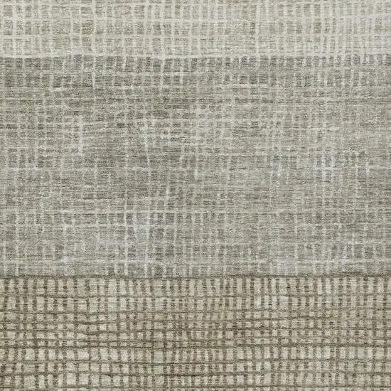 Taupe And Ivory Geometric Washable Indoor Outdoor Area Rug Photo 4