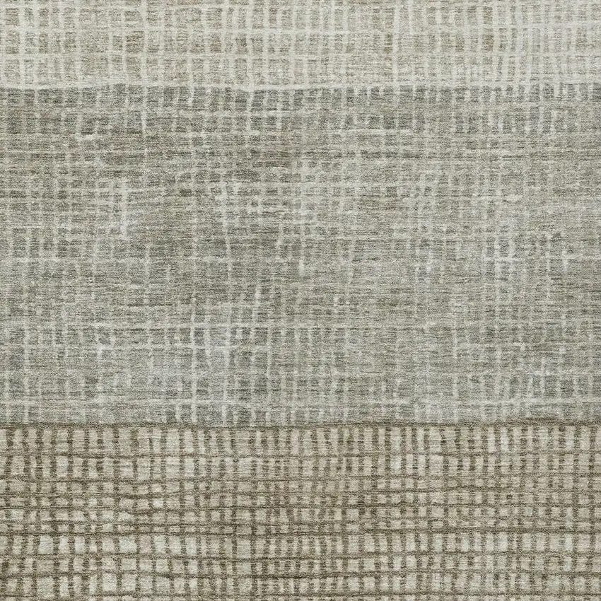 Taupe And Ivory Geometric Washable Indoor Outdoor Area Rug Photo 4