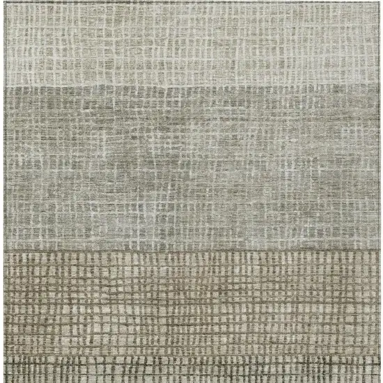 Taupe And Ivory Geometric Washable Indoor Outdoor Area Rug Photo 4