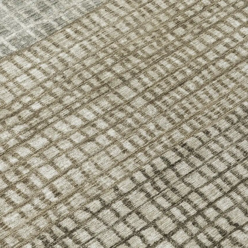 Taupe And Ivory Geometric Washable Indoor Outdoor Area Rug Photo 8