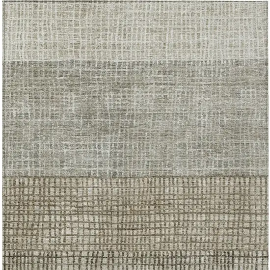 Taupe And Ivory Geometric Washable Indoor Outdoor Area Rug Photo 6