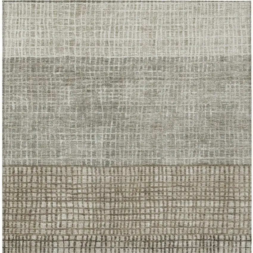 Taupe And Ivory Geometric Washable Indoor Outdoor Area Rug Photo 6