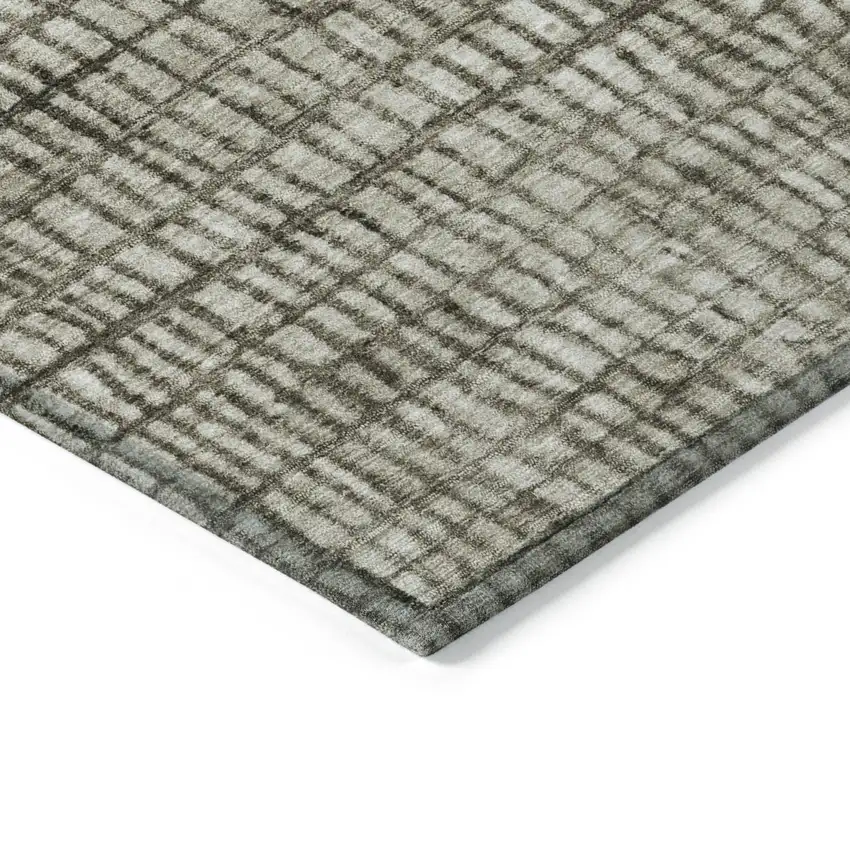 Taupe And Ivory Geometric Washable Indoor Outdoor Area Rug Photo 9