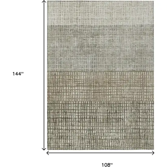 Taupe And Ivory Geometric Washable Indoor Outdoor Area Rug Photo 9