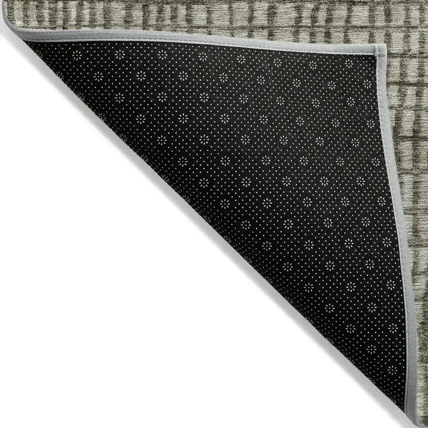 Taupe And Ivory Geometric Washable Indoor Outdoor Area Rug Photo 7