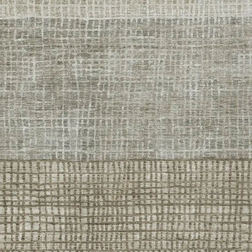 Taupe And Ivory Geometric Washable Indoor Outdoor Area Rug Photo 3