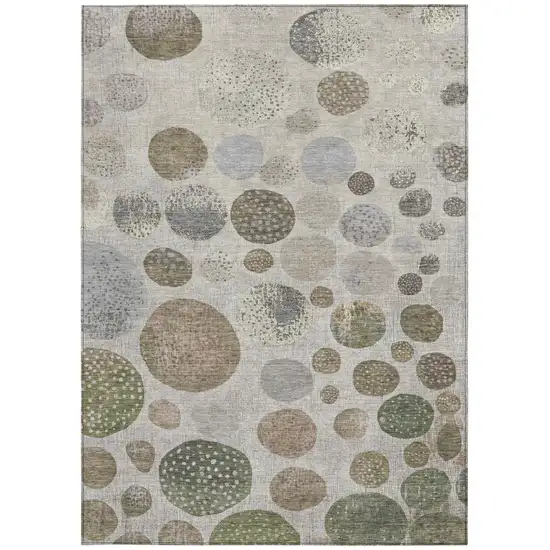 Taupe And Ivory Geometric Washable Indoor Outdoor Area Rug Photo 9
