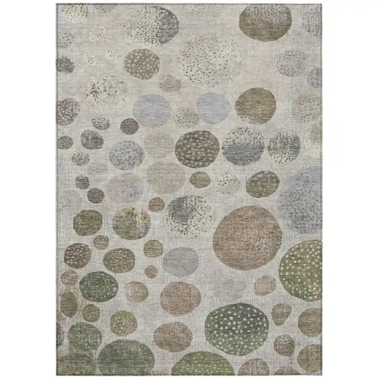 Taupe And Ivory Geometric Washable Indoor Outdoor Area Rug Photo 8