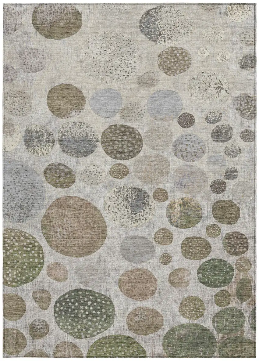 Taupe And Ivory Geometric Washable Indoor Outdoor Area Rug Photo 9