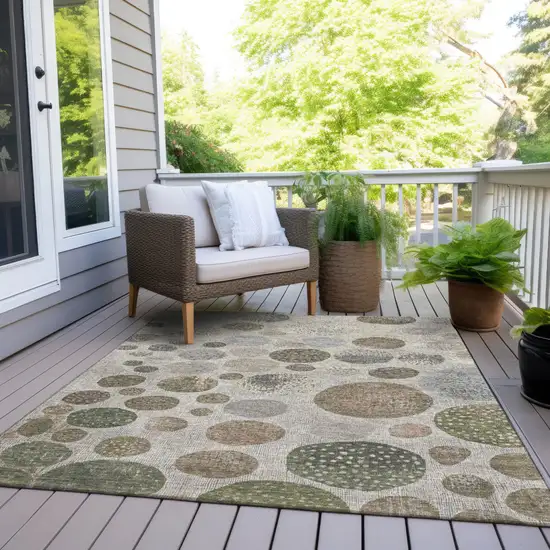 Taupe And Ivory Geometric Washable Indoor Outdoor Area Rug Photo 7