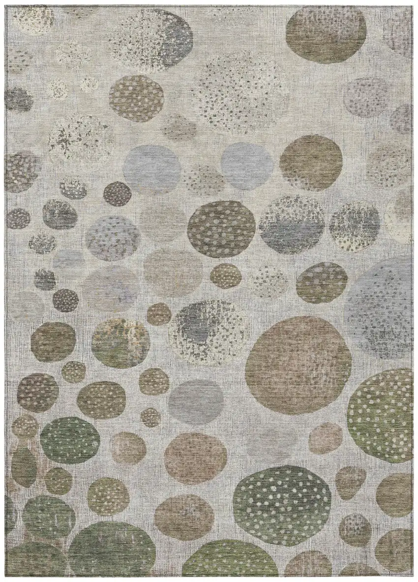 Taupe And Ivory Geometric Washable Indoor Outdoor Area Rug Photo 8