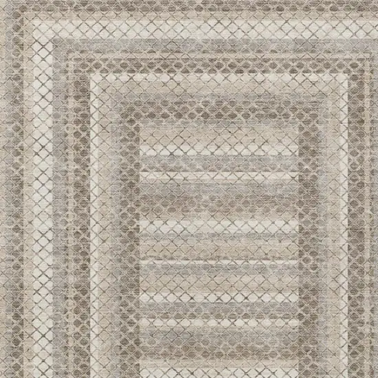 Taupe And Ivory Geometric Washable Indoor Outdoor Area Rug Photo 4