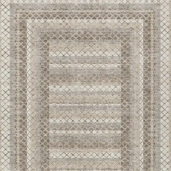 Taupe And Ivory Geometric Washable Indoor Outdoor Area Rug Photo 3