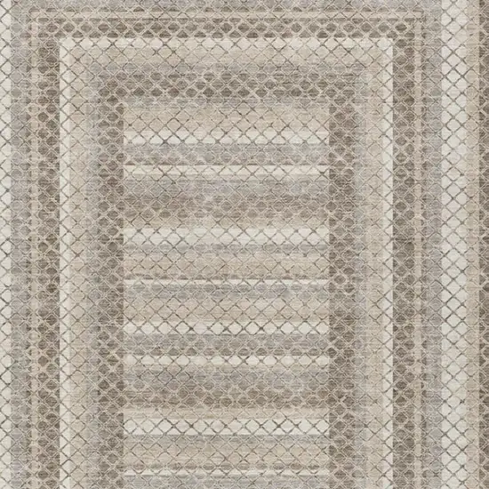 Taupe And Ivory Geometric Washable Indoor Outdoor Area Rug Photo 3