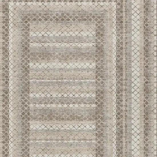 Taupe And Ivory Geometric Washable Indoor Outdoor Area Rug Photo 3