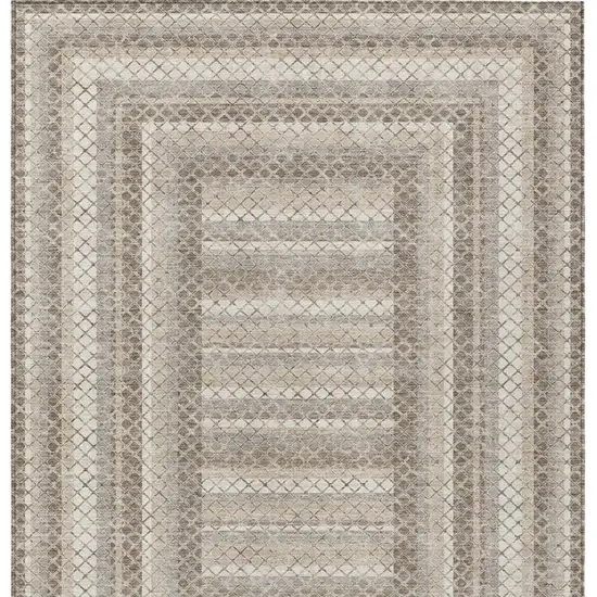 Taupe And Ivory Geometric Washable Indoor Outdoor Area Rug Photo 9