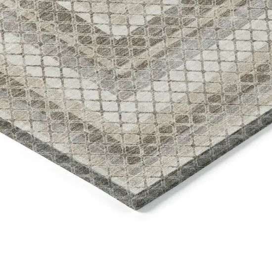 Taupe And Ivory Geometric Washable Indoor Outdoor Area Rug Photo 8