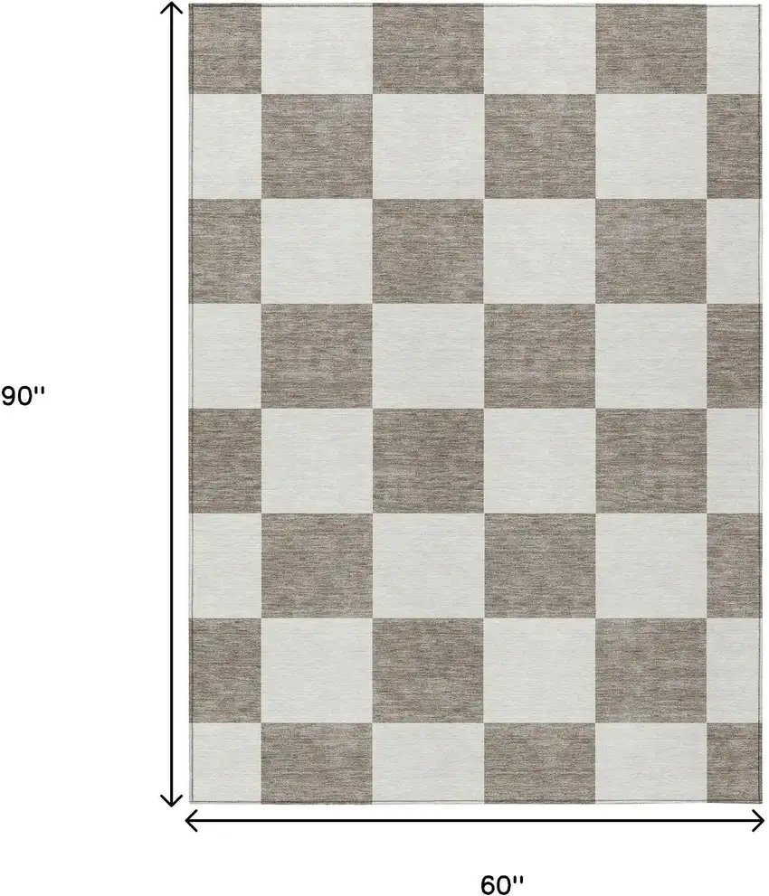 Taupe And Ivory Geometric Washable Indoor Outdoor Area Rug Photo 3