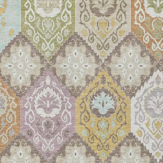 Taupe And Ivory Geometric Washable Indoor Outdoor Area Rug Photo 2