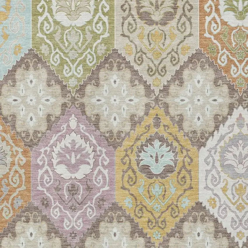 Taupe And Ivory Geometric Washable Indoor Outdoor Area Rug Photo 2