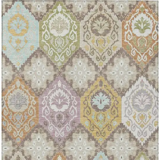 Taupe And Ivory Geometric Washable Indoor Outdoor Area Rug Photo 3