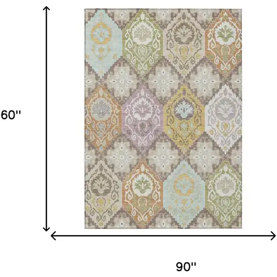 Taupe And Ivory Geometric Washable Indoor Outdoor Area Rug Photo 6