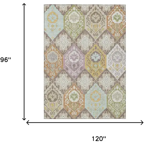 Taupe And Ivory Geometric Washable Indoor Outdoor Area Rug Photo 6